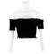 Velvet Smocked Off Shoulder Crop Top - Denny's