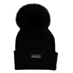 Kids Size Black Studded Beanie with Black Pom - Denny's