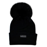 Kids Size Black Studded Beanie with Black Pom - Denny's