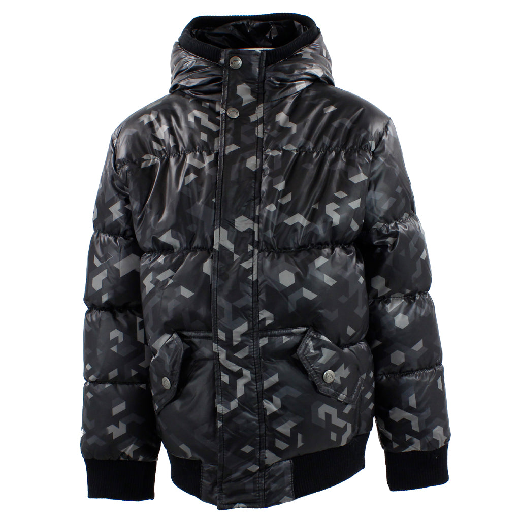Black Geo Puffer Jacket - Denny's