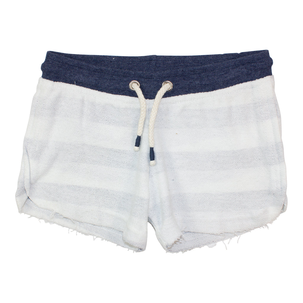 Ivory / Navy Striped French Terry Shorts - Denny's