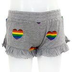 Ruffle Short with Rainbow Stripe Hearts All Over - Denny's