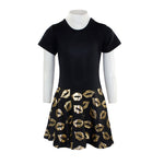 Black Dress Top with Gold Lips - Denny's