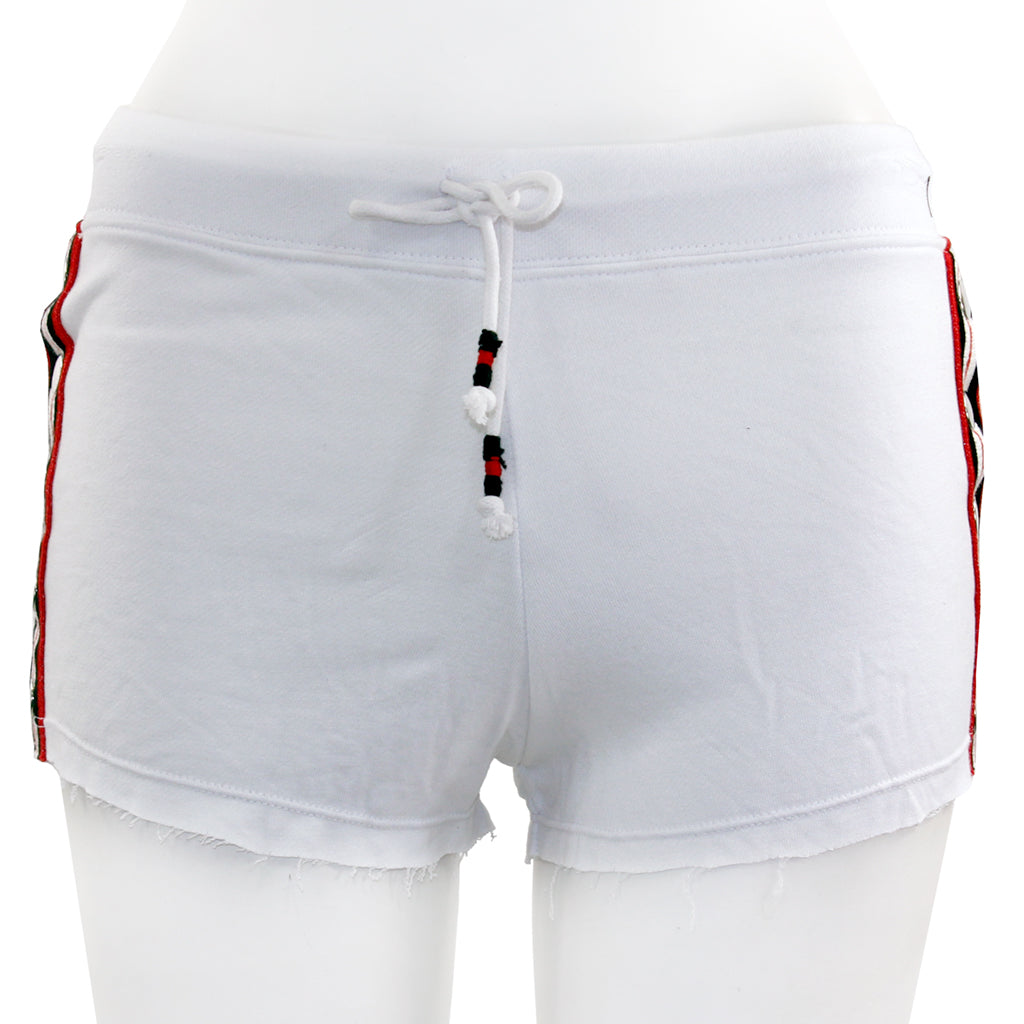 White Short with Side Stripe and Snaps - Denny's
