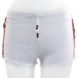 White Short with Side Stripe and Snaps - Denny's