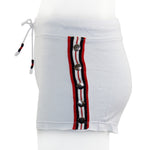 White Short with Side Stripe and Snaps - Denny's
