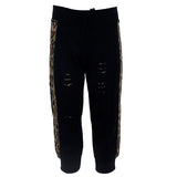 Black Sweatpant with Leopard Stripe - Denny's
