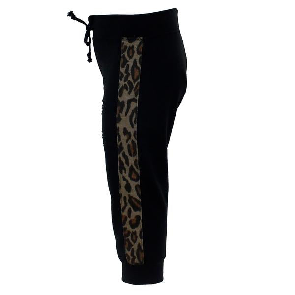 Black Sweatpant with Leopard Stripe - Denny's