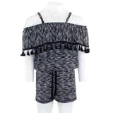 Striped Print Romper with Tassels - Denny's