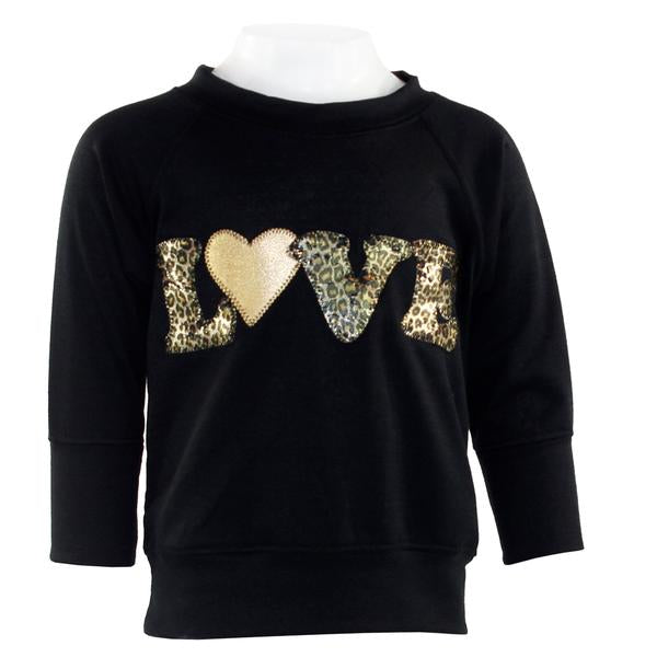 Long Sleeve Sweatshirt with Love Foil Leopard - Denny's