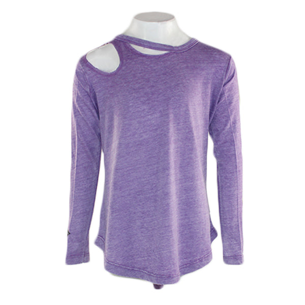 Long Sleeve Top Slash Neck with Love Heart Stripe - Denny's