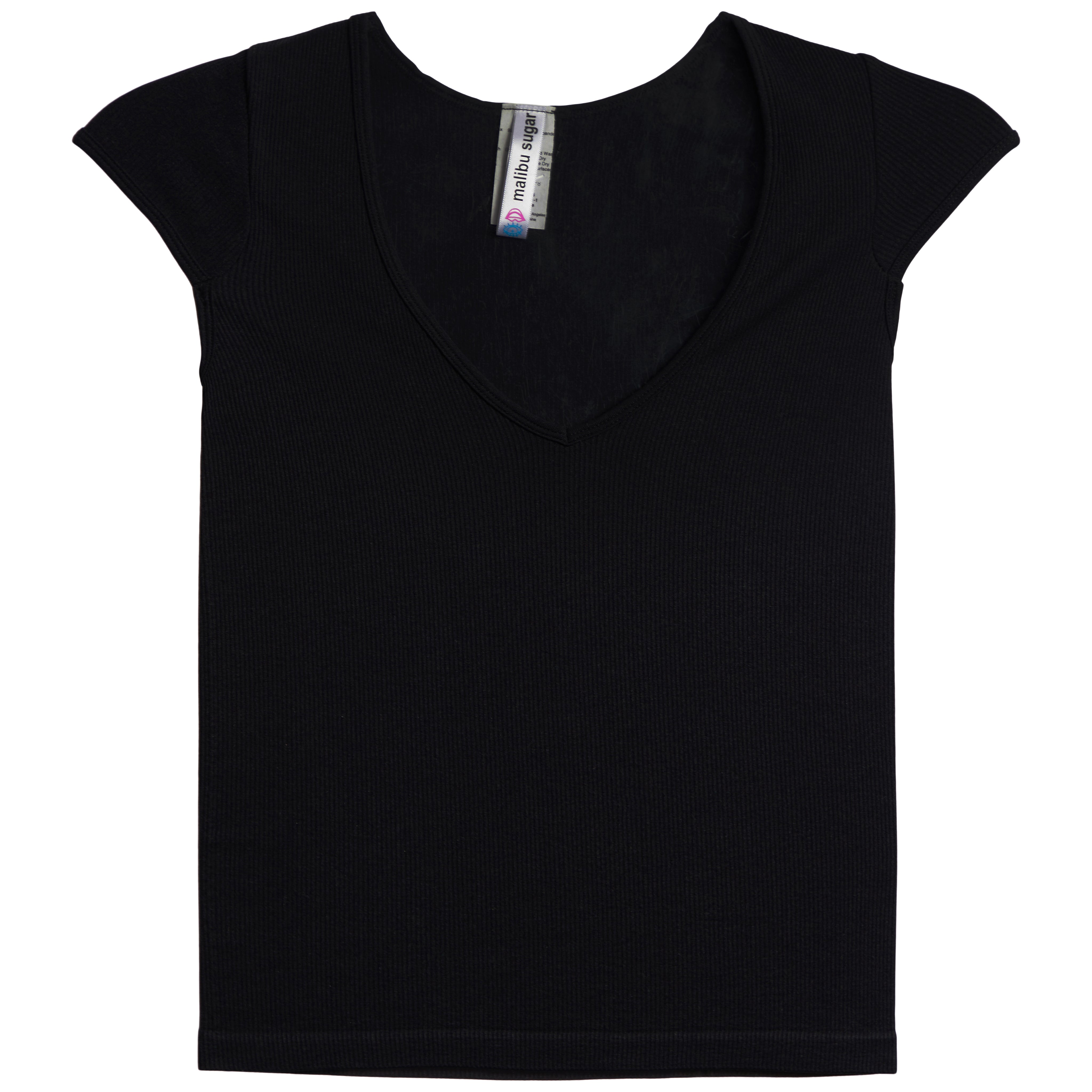 Ribbed Capsleeve V-Neck - Denny's