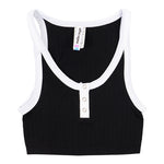 Scoop Two Tone Snap Crop Tank - Denny's