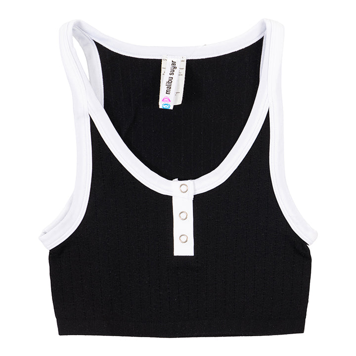 Scoop Two Tone Snap Crop Tank - Denny's
