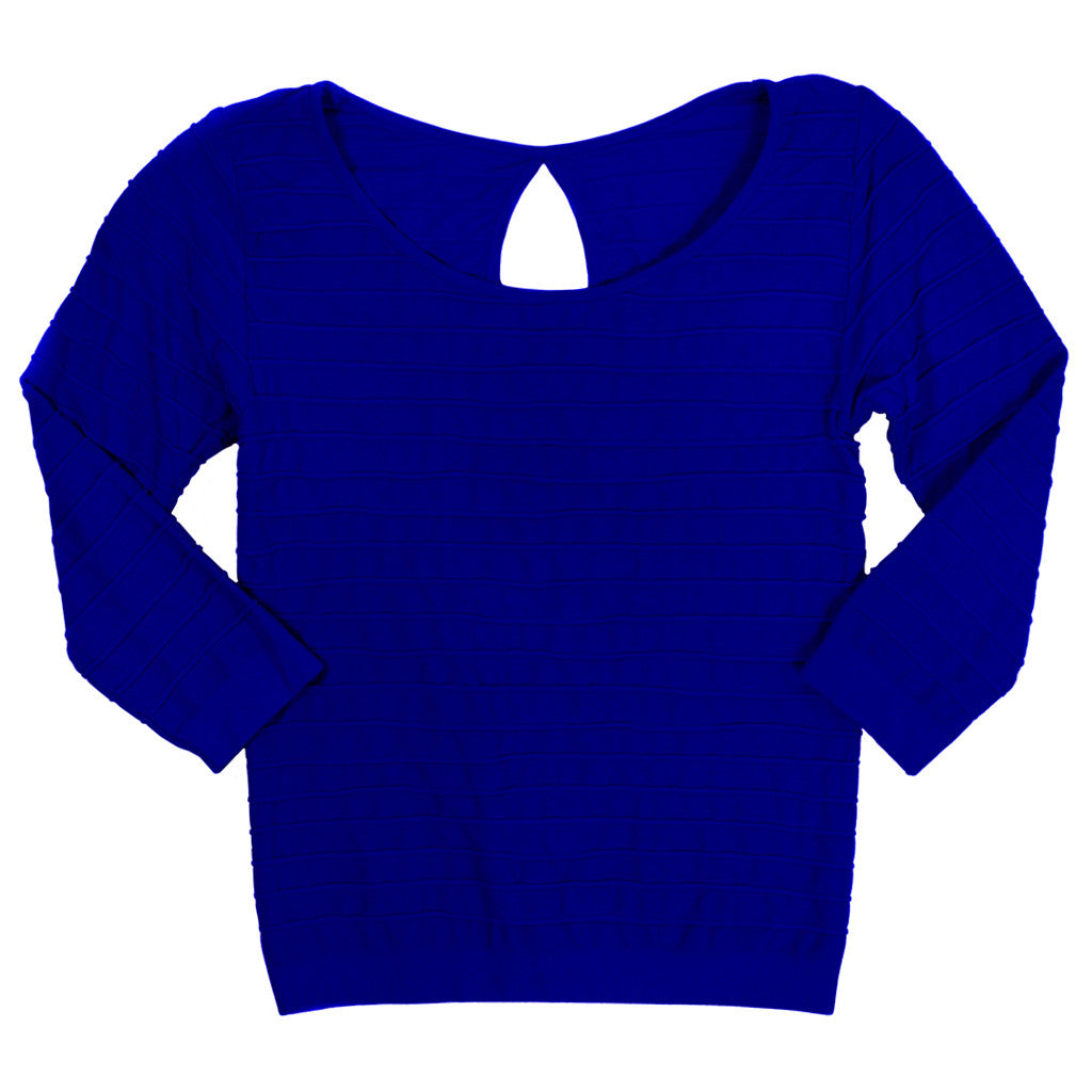 Long Sleeve Ribbed Keyhole Top - Denny's