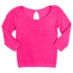 Long Sleeve Ribbed Keyhole Top - Denny's