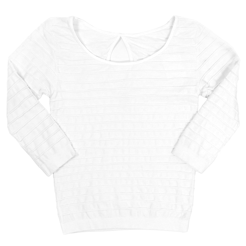 Long Sleeve Ribbed Keyhole Top - Denny's