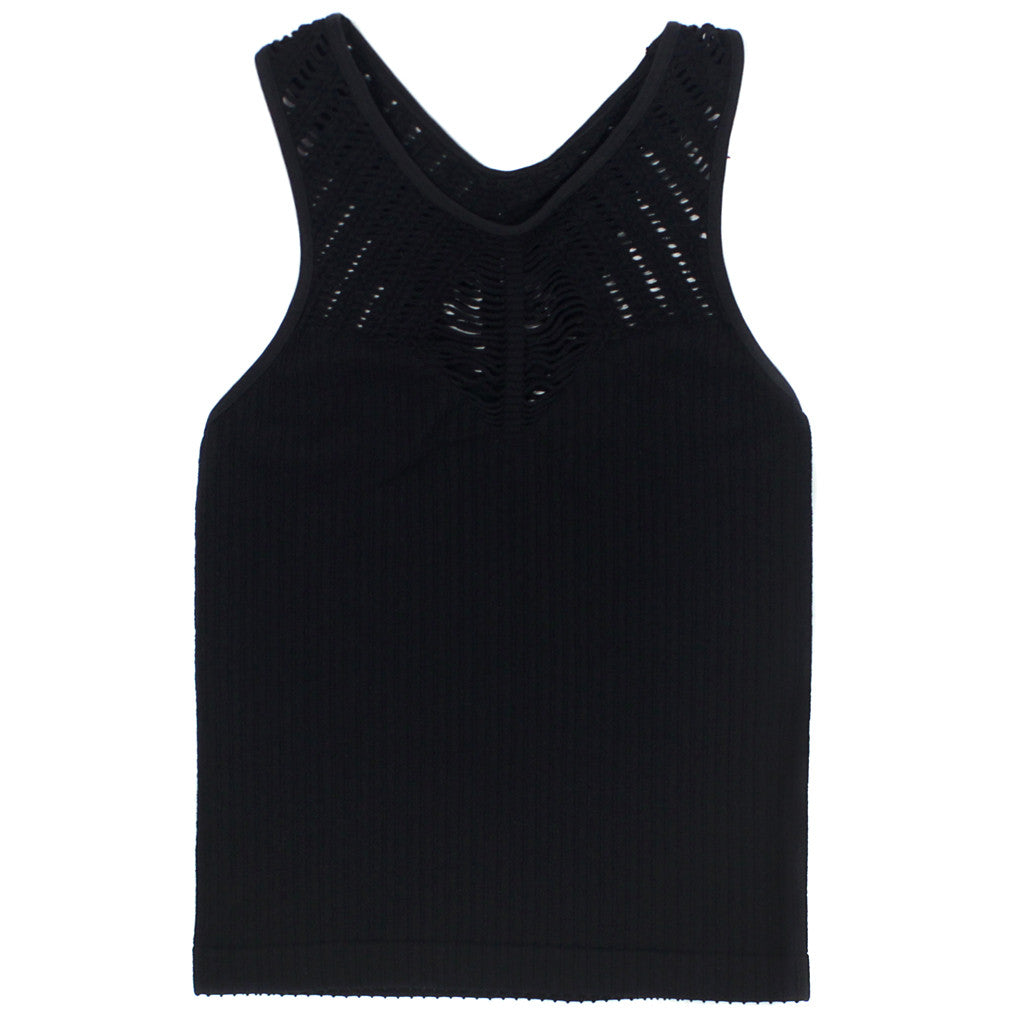 Sleeveless Rib Top with Mesh - Denny's