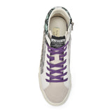Hi Top Platform Sneaker Turquoise & Grey with Stars & Side Zipper - Denny's
