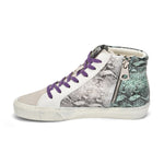Hi Top Platform Sneaker Turquoise & Grey with Stars & Side Zipper - Denny's