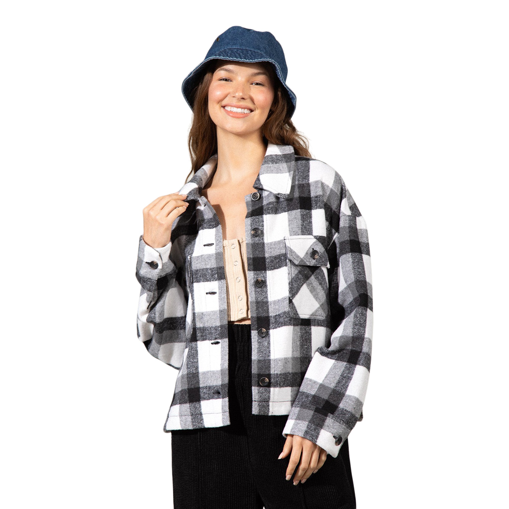 Crop Plaid Buttondown - Denny's