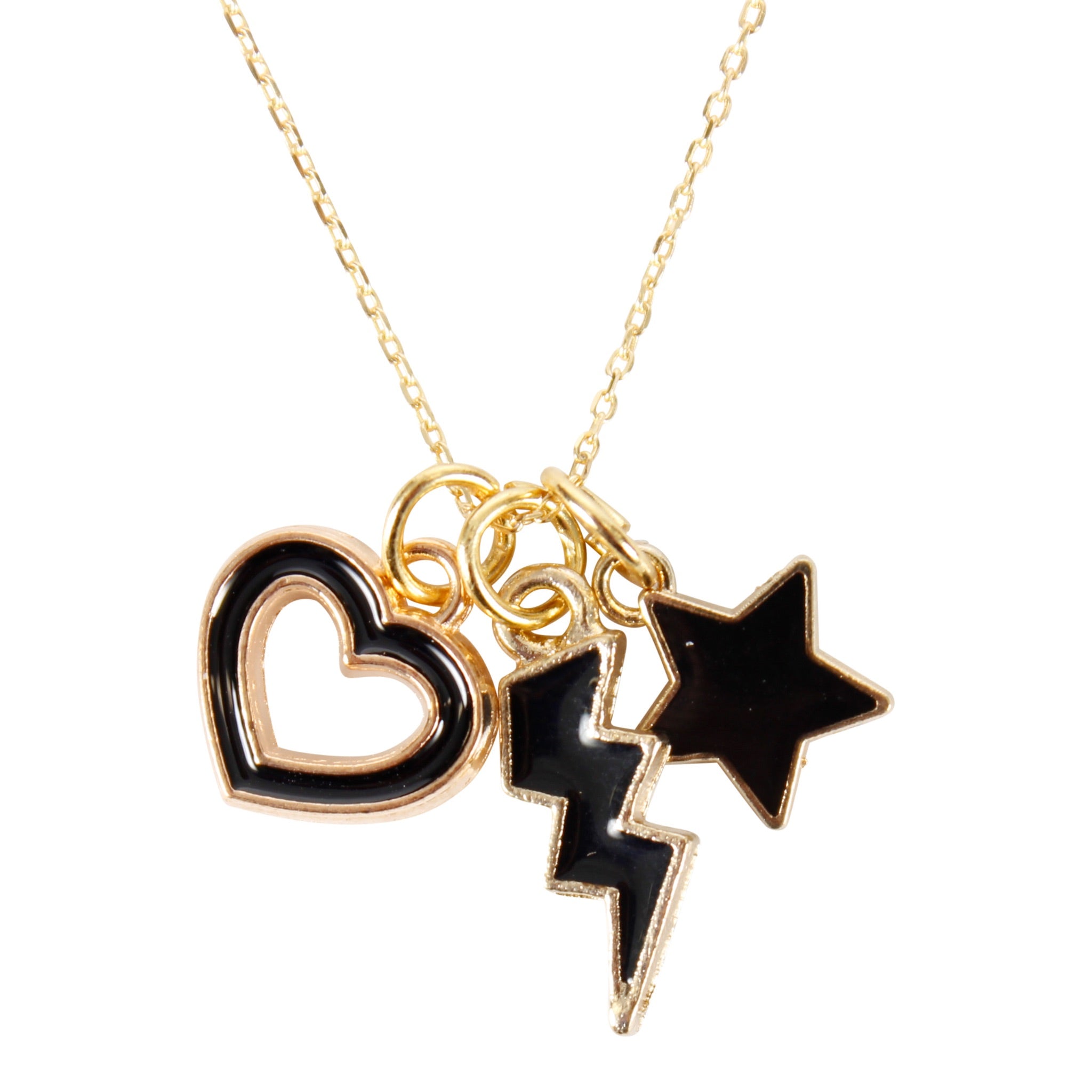 Thin Choker w Charms Open Heart Star - Denny's