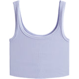 Ribbed Knit Crop Scoop Tank - Denny's