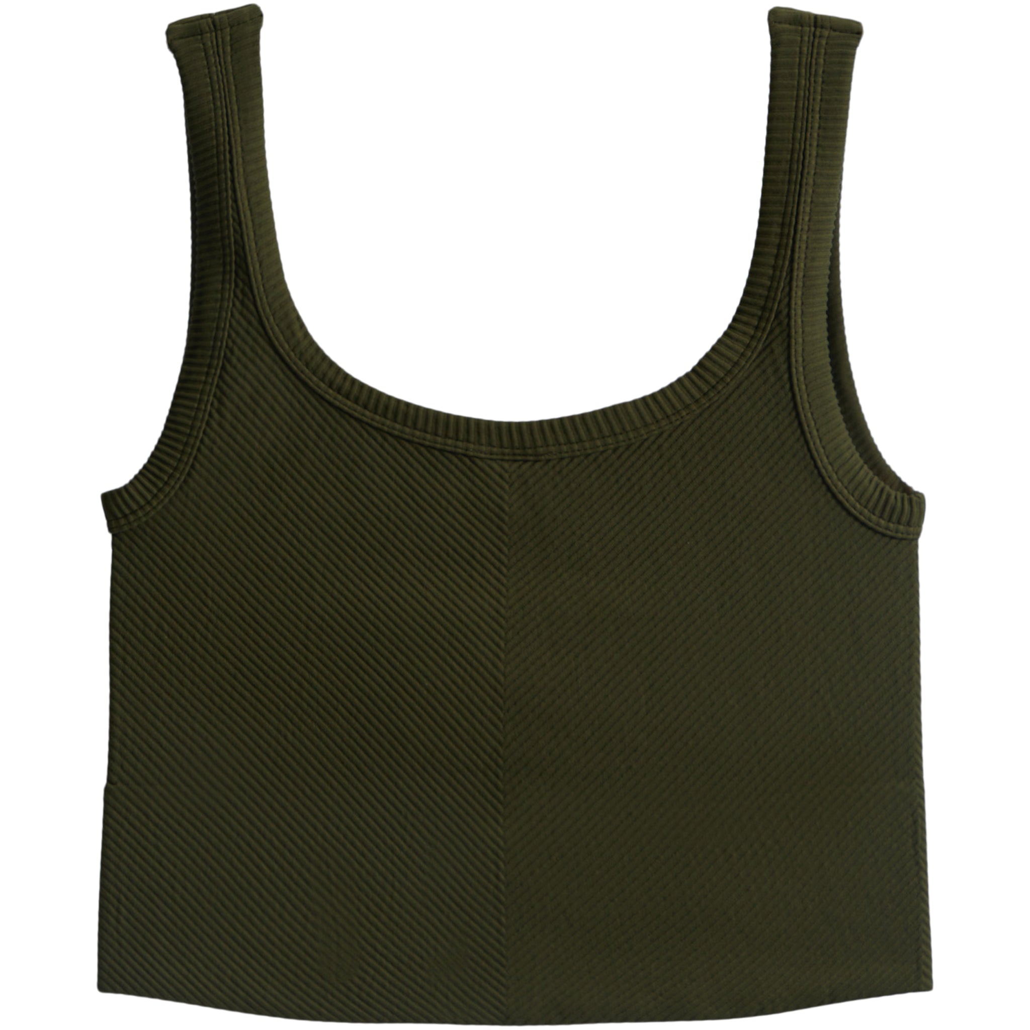 Ribbed Knit Crop Scoop Tank - Denny's