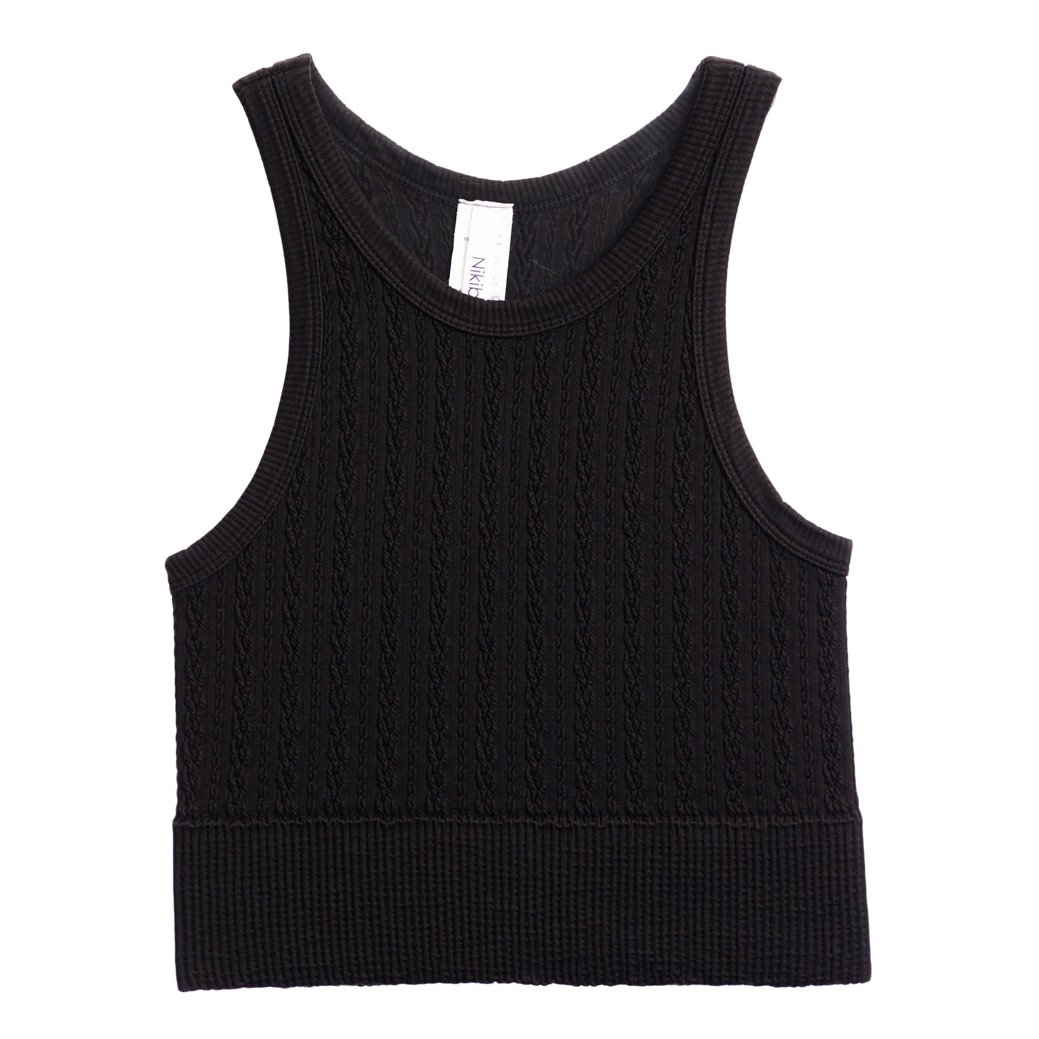 Cableknit Highneck Crop Tank - Denny's
