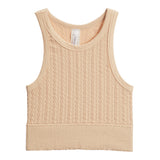 Cableknit Highneck Crop Tank - Denny's