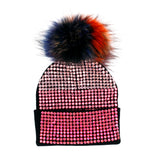 Pink Ombre Studded Beannie with Fur Pom - Fits Sizes 7-14 - Denny's