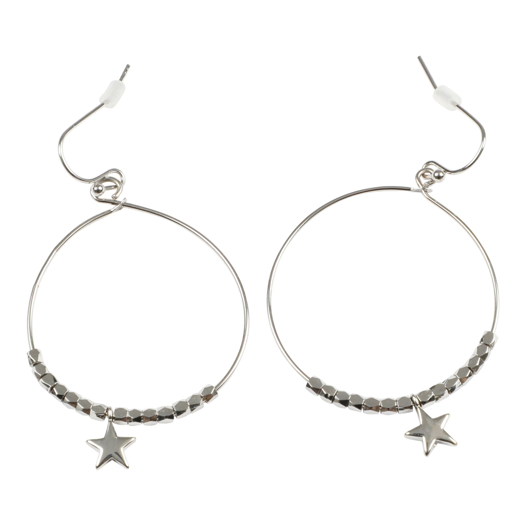 Silver Star and Beads Silver Hoop Earring - Denny's