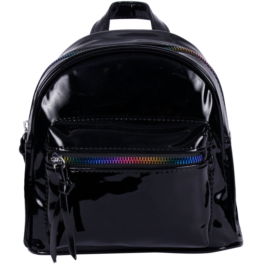 Black Mini Backpack with Rainbow Zipper - Denny's