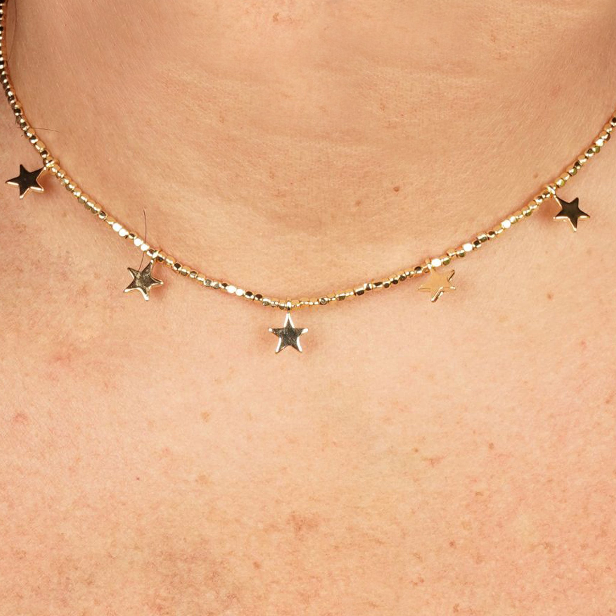 Gold Stars Beaded Necklace - Denny's