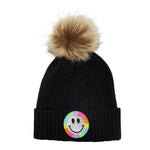 Silver Glitter Smiley Pom Beanie - Denny's