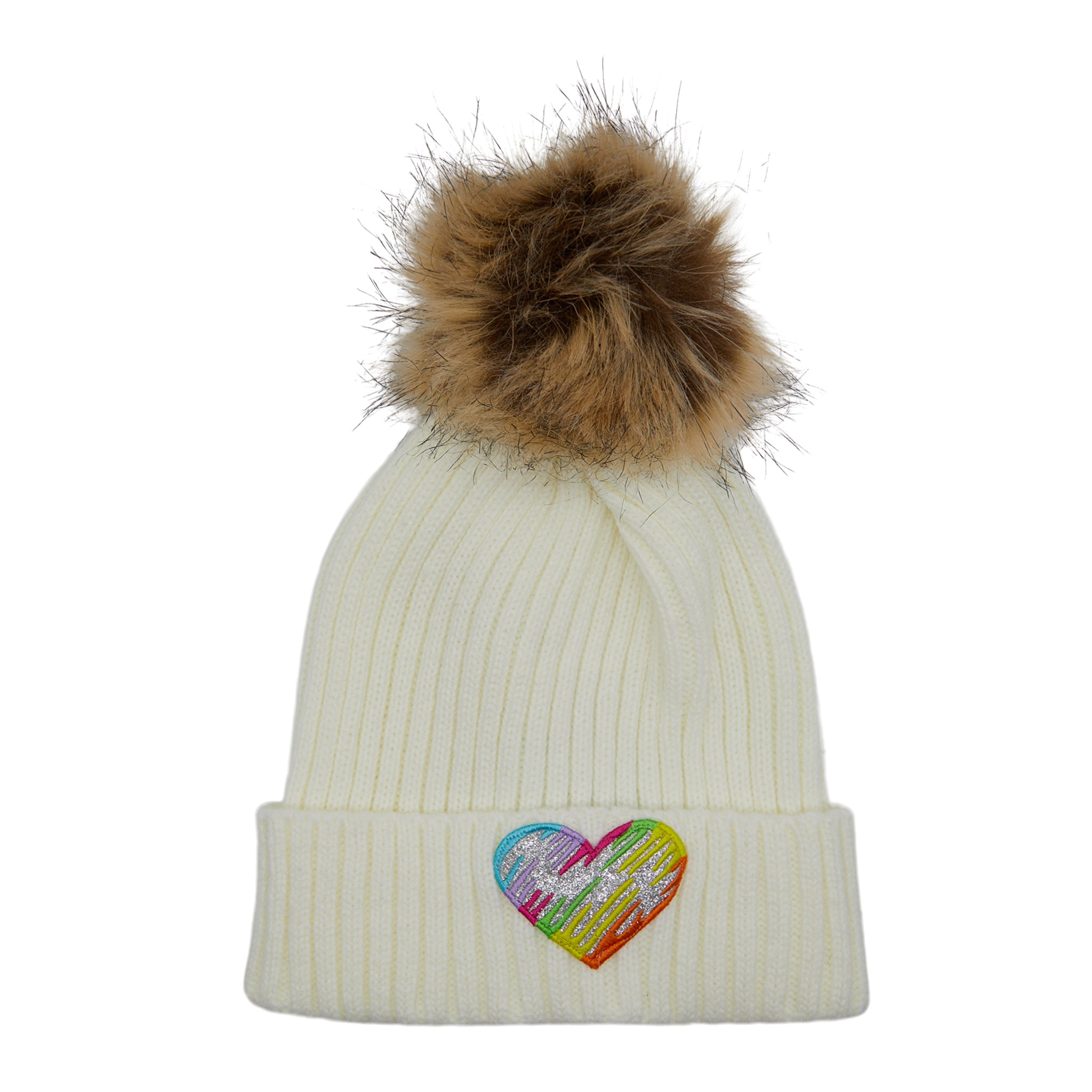 Metallic Heart Pom Beanie - Denny's
