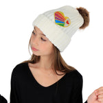 Pom Beanie Rainbow Rays Heart - Denny's