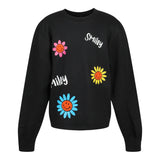 Smiley Plush Flower Crop Sweatshirt - Denny's