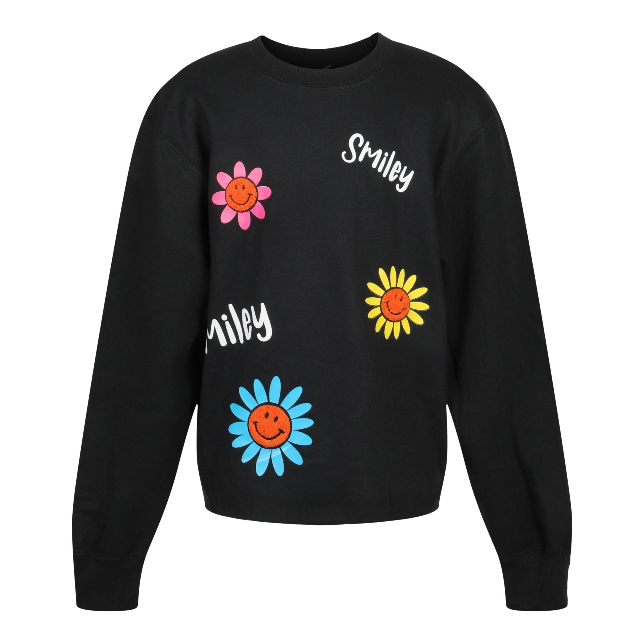 Smiley Plush Flower Crop Sweatshirt - Denny's