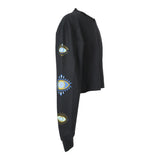 Evil Eye On Sleeves Crop Sweatshirt - Denny's