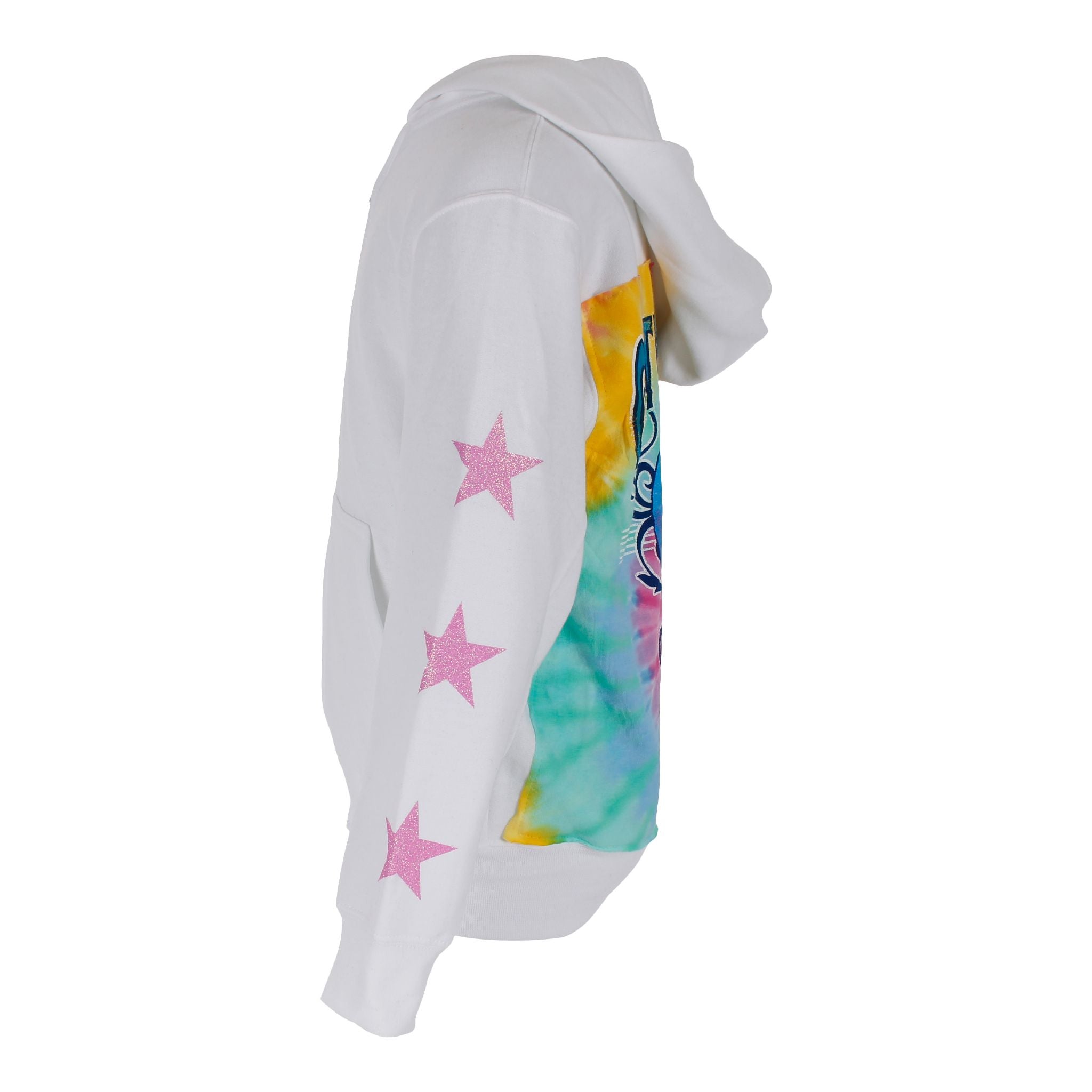 Zip Hoodie with Tie Dye Grateful Dead on Back & Glitter Stars Arm - Denny's