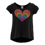 Short Sleeve High Low Top with Multi Heart - Denny's