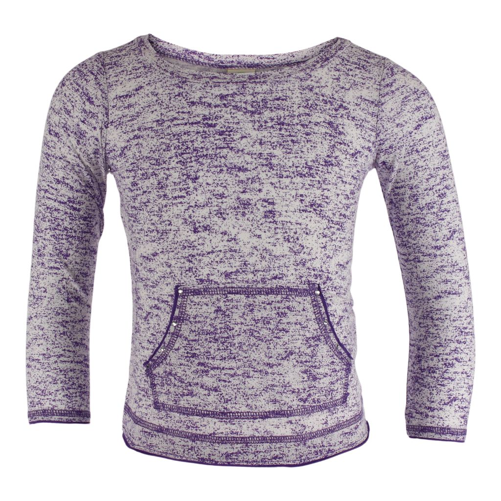 Long Sleeve Raw Edge Top with Stones - Denny's