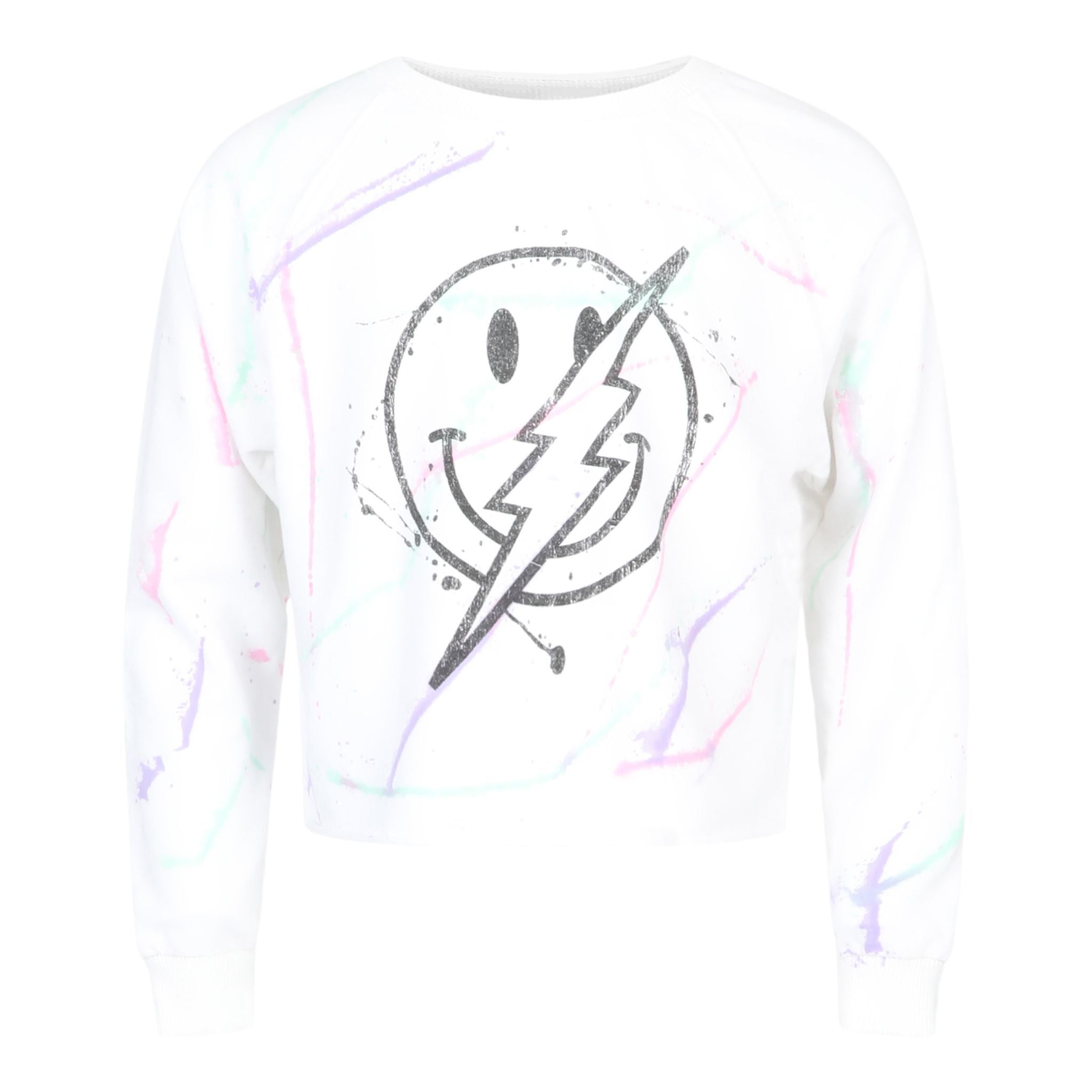 Happy Face Splatter Crop Sweatshirt - Denny's