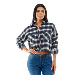 Angelina Cropped Flannel Shirt - Denny's