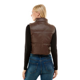 Faux Leather Puffer Vest - Denny's