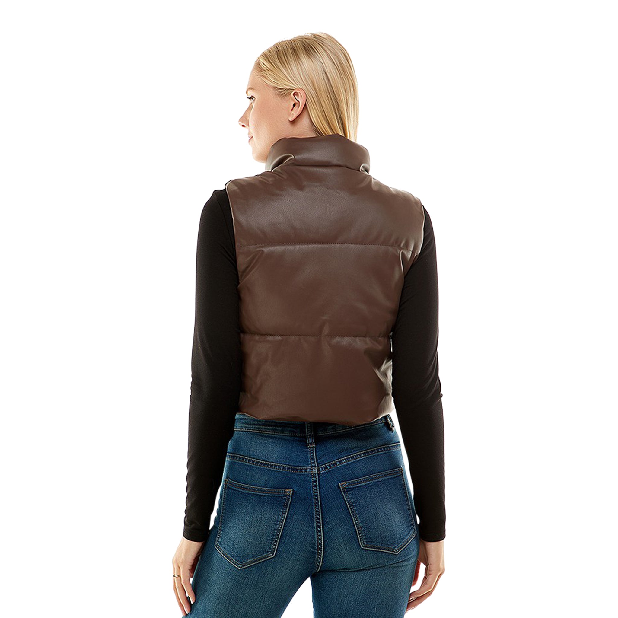Faux Leather Puffer Vest - Denny's