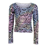 Long Sleeve Snakeskin Top - Denny's