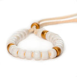 White & Matte Gold Beaded Bracelet - Denny's