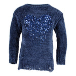 Blue Sweater with Sequin Heart - Denny's